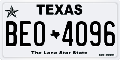 TX license plate BEO4096