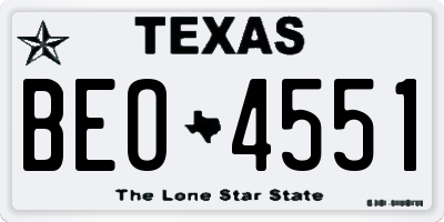 TX license plate BEO4551