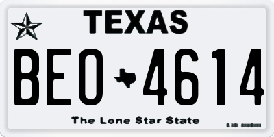 TX license plate BEO4614