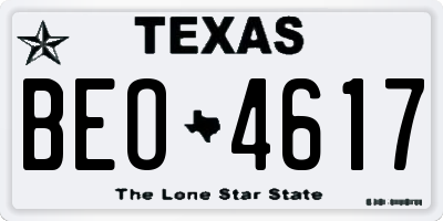 TX license plate BEO4617