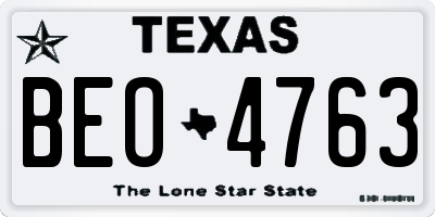TX license plate BEO4763