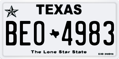 TX license plate BEO4983