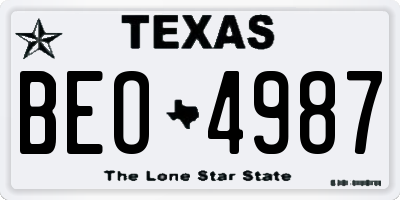 TX license plate BEO4987