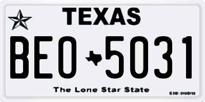 TX license plate BEO5031