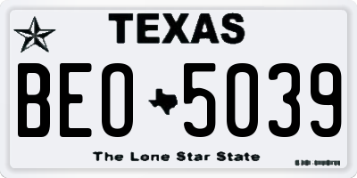 TX license plate BEO5039