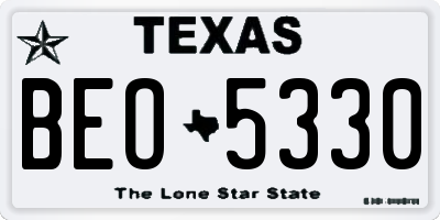 TX license plate BEO5330