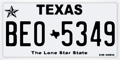 TX license plate BEO5349