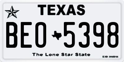 TX license plate BEO5398