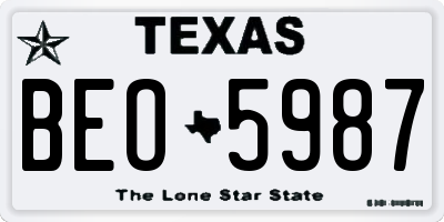 TX license plate BEO5987