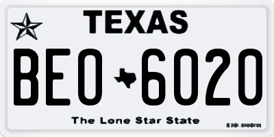 TX license plate BEO6020