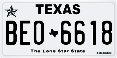 TX license plate BEO6618