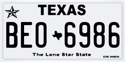 TX license plate BEO6986
