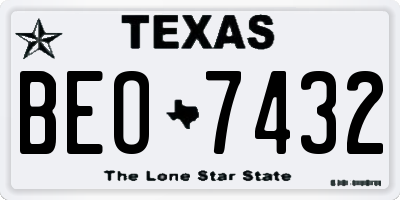 TX license plate BEO7432