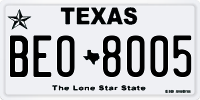 TX license plate BEO8005