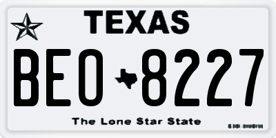 TX license plate BEO8227