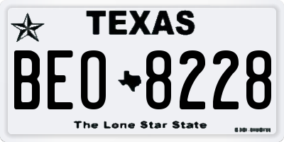 TX license plate BEO8228
