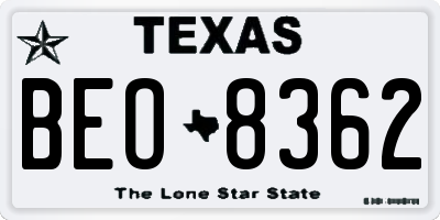 TX license plate BEO8362