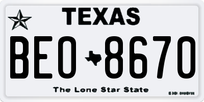 TX license plate BEO8670
