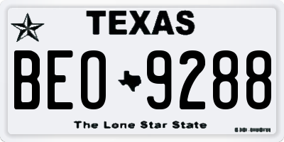 TX license plate BEO9288
