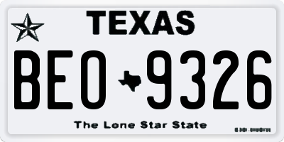 TX license plate BEO9326