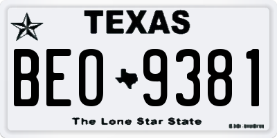 TX license plate BEO9381