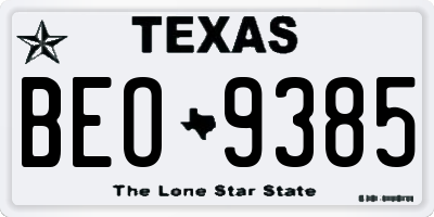TX license plate BEO9385