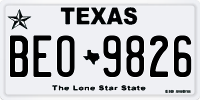 TX license plate BEO9826