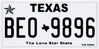TX license plate BEO9896