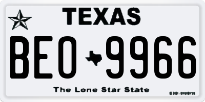 TX license plate BEO9966