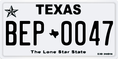 TX license plate BEP0047