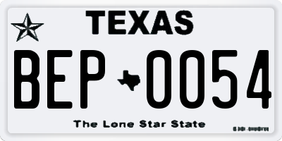 TX license plate BEP0054