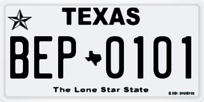 TX license plate BEP0101