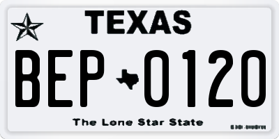 TX license plate BEP0120
