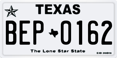 TX license plate BEP0162