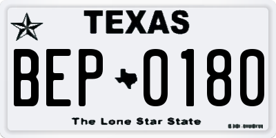 TX license plate BEP0180