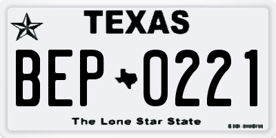 TX license plate BEP0221
