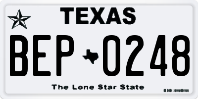 TX license plate BEP0248