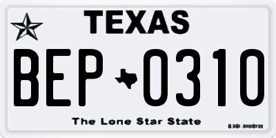 TX license plate BEP0310