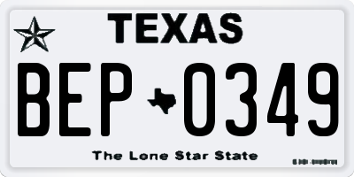 TX license plate BEP0349