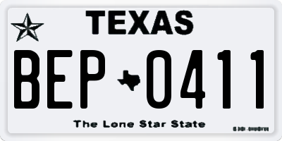 TX license plate BEP0411