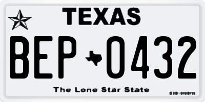 TX license plate BEP0432