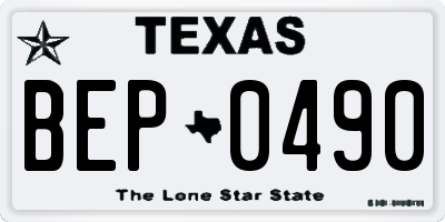 TX license plate BEP0490