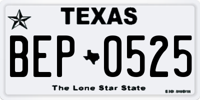 TX license plate BEP0525