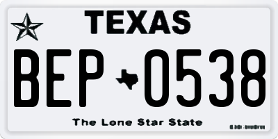 TX license plate BEP0538