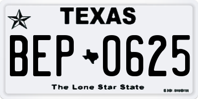 TX license plate BEP0625