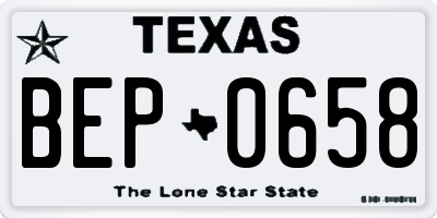 TX license plate BEP0658