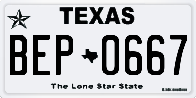 TX license plate BEP0667