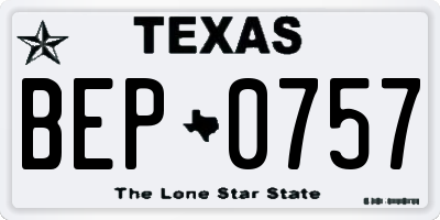 TX license plate BEP0757