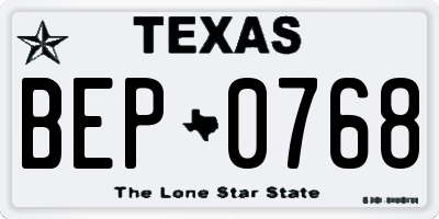 TX license plate BEP0768