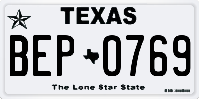 TX license plate BEP0769